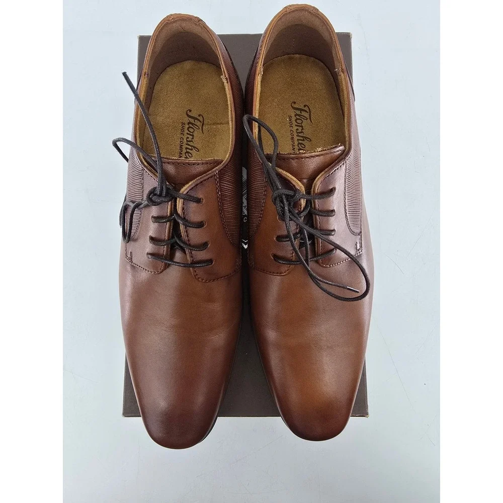 Florsheim Jackson PT OX Mens 7 M Cognac Plain Toe Derby Shoes - Excellent